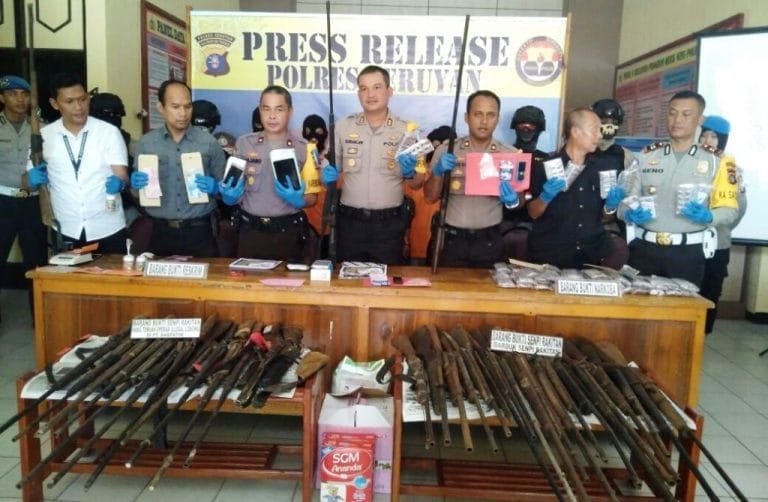 Kapolres Seruyan AKBP Nandang Mu'min Wijaya saat memimpin press release akhir tahun 2017 di Mapolres Seruyan