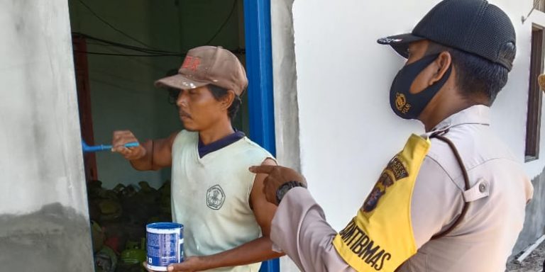 Bhabinkamtibmas Polsek Mendawai Sosialisasi Pencegahan Penyebaran Covid-19