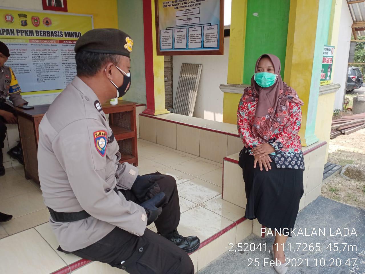 Bhabinkamtibmas Polsek Pangkalan Lada Aktif Sosialisasikan Prokes