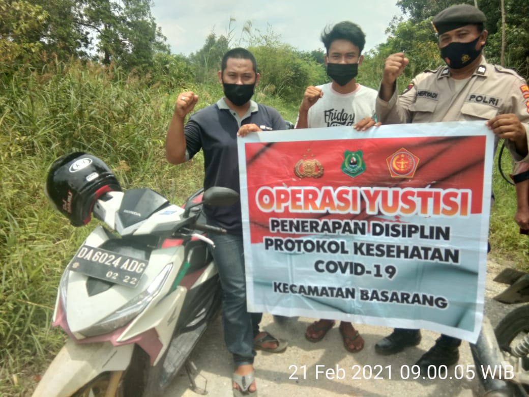 Cegah Meluasnya Penularan Covid-19, Polsek Basarang Gelar Ops Yustisi Protokol Kesehatan