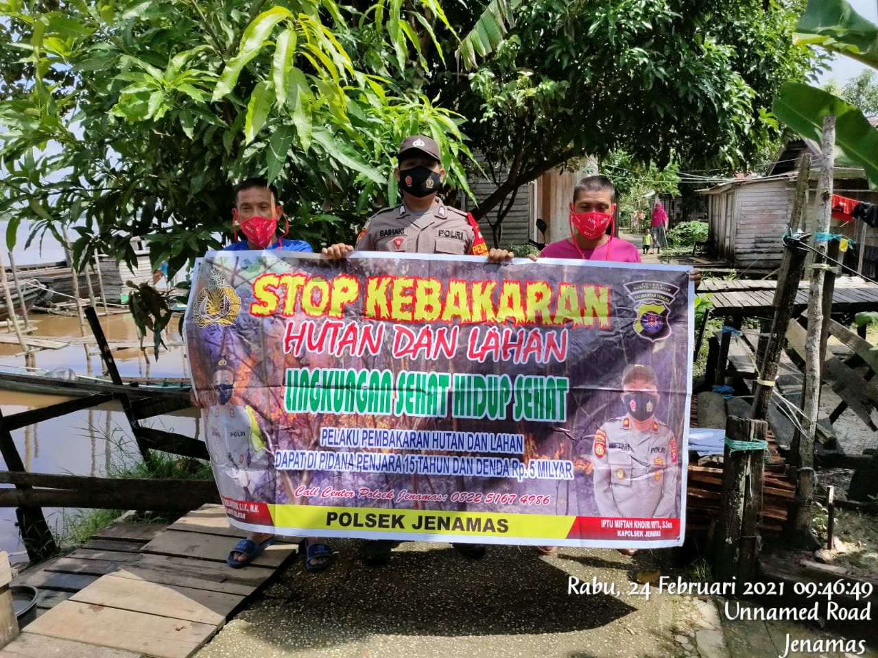 Patroli Sambang, Personel Polsek Jenamas Ajak Masyarakat Bersama-sama Cegah Karhutla