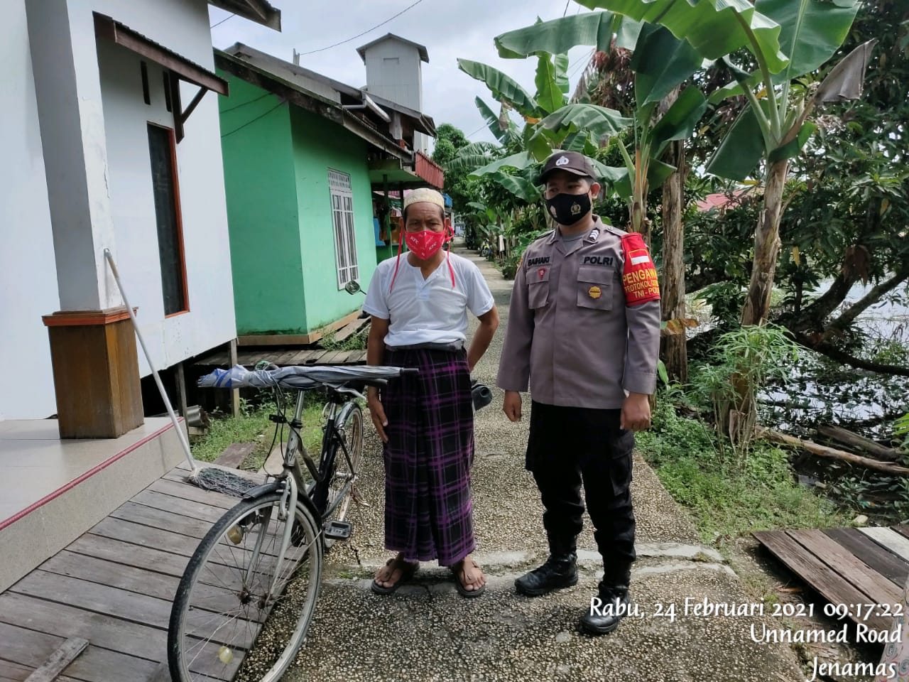 Patroli Sambang, Personel Polsek Jenamas Imbau Warga Disiplin Prokes
