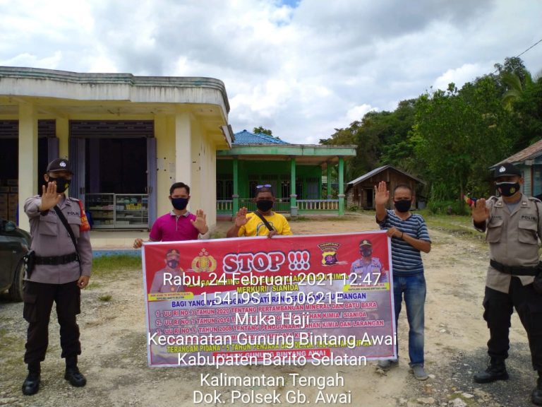 Personel Polsek GB Awai Terus Ajak Masyarakat Berantas Ilegal Mining dan Penggunaan Bahan Merkuri