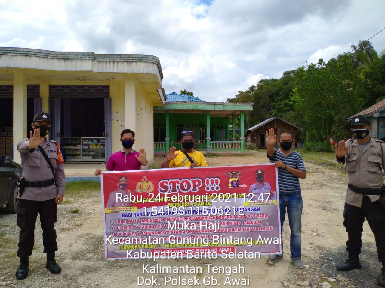 Personel Polsek GB Awai Terus Ajak Masyarakat Berantas Ilegal Mining dan Penggunaan Bahan Merkuri