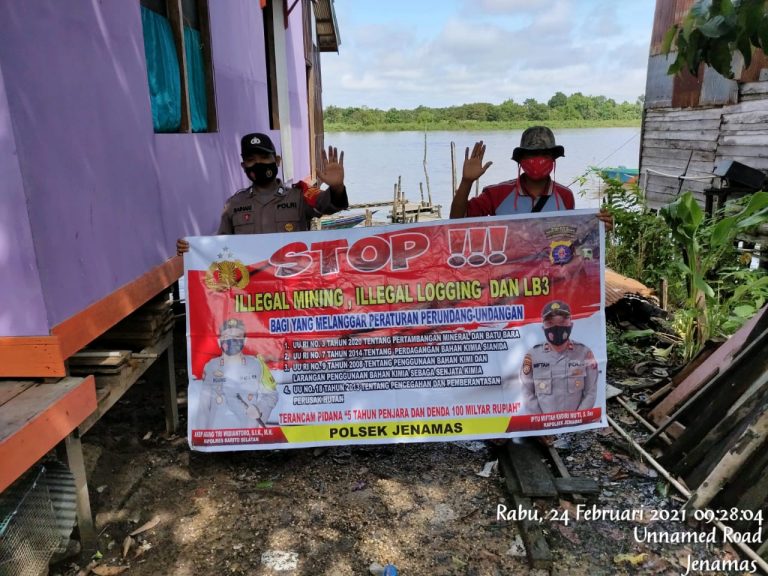 Personel Polsek Jenamas Terus Sosialisasikan Larangan Ilegal Mining dan Penggunaan Merkuri