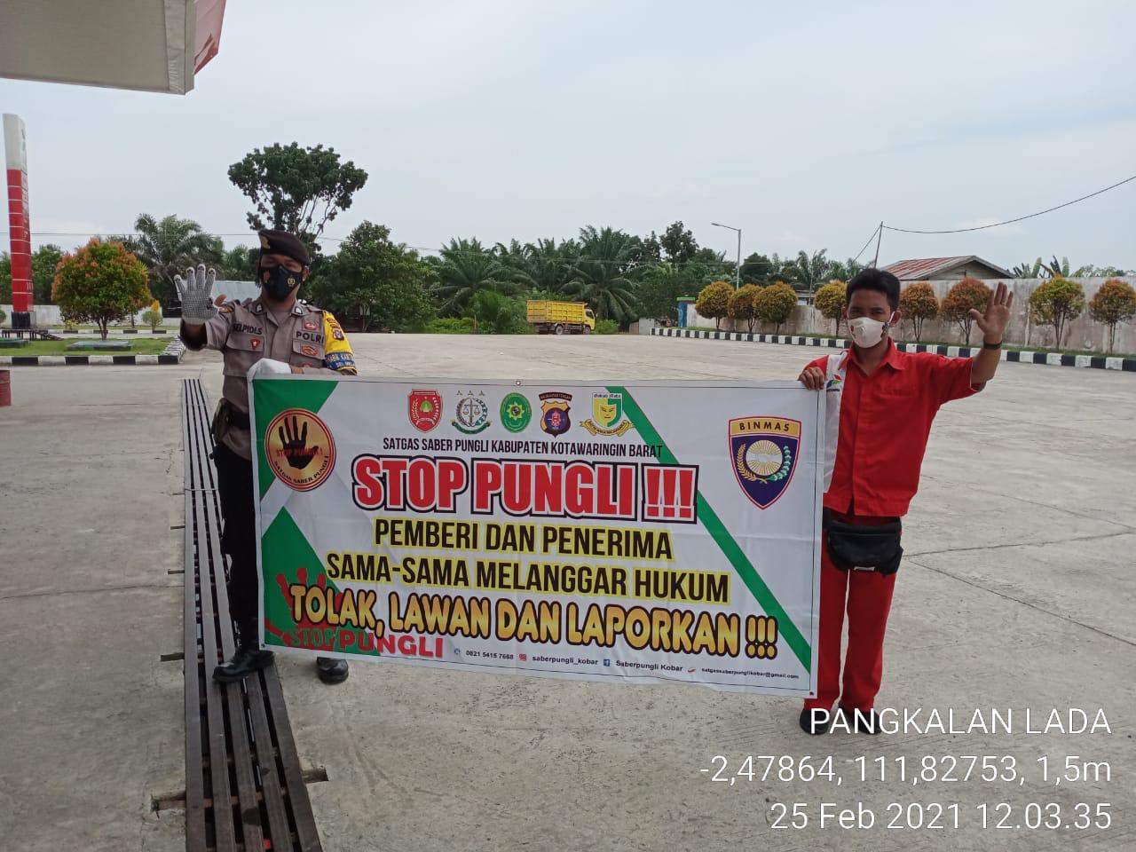 Polsek Pangkalan Lada melaksanakan Sosialisasi Saber Pungli Di SPBU