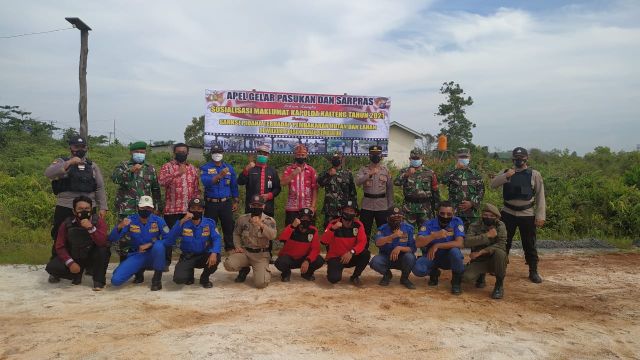 Sosialisasi Maklumat Kapolda Kalteng Tentang Karhutla, Polsek Danau Sembuluh Apel Gelar Pasukan Dan Sarpras