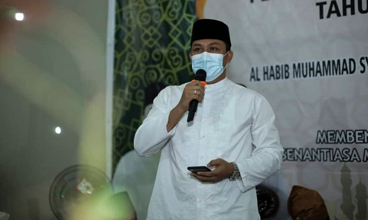 bupati hendra lesmana berikan sambutan pada peringatan maulid nabi 2022